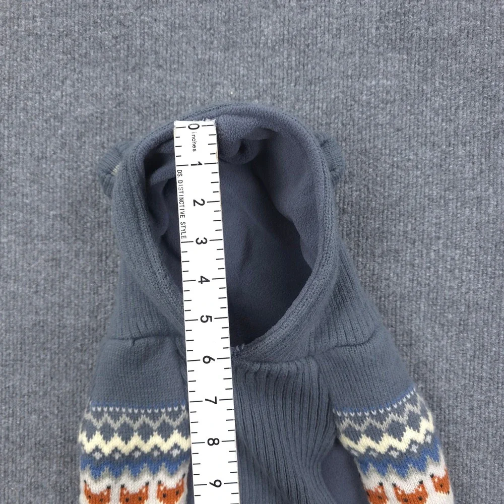 Dog Sweater Large Blue Acrylic Fox Fair Isle Hooded Pet Winter Coat